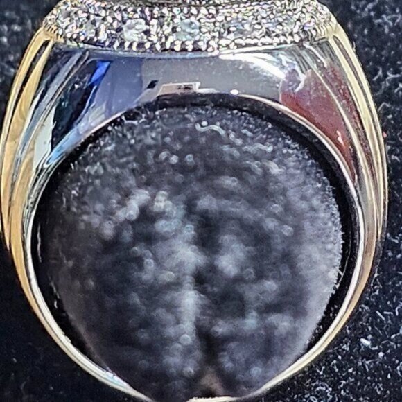 Luxurious Faux Diamond Encrusted Spinner Size 10 Men's Statement Ring - Picture 3 of 6